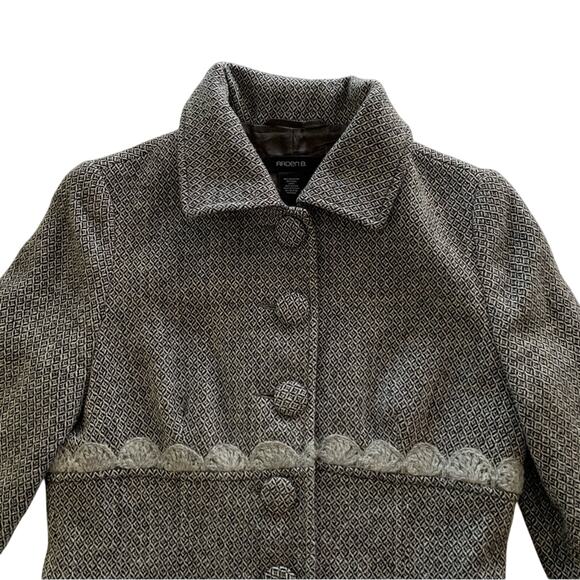Vintage Arden B Gray Crochet Detail Victorian Coat Button Down Peacoat Small - Picture 2 of 14